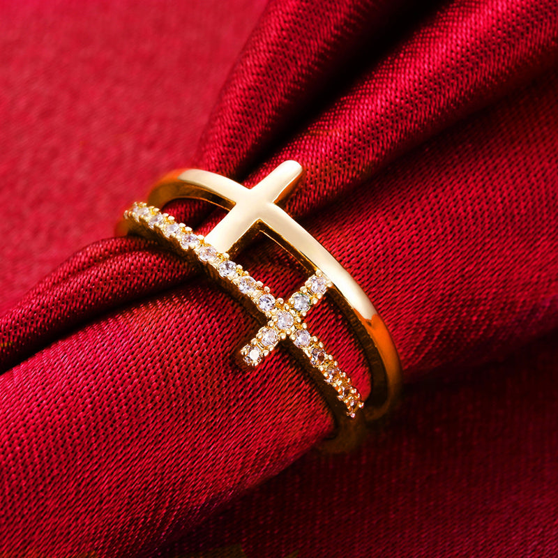 For Daughter - S925 Pray Through It Double Cross Ring