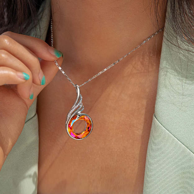 For Self - I Survived Because The Fire Inside Me Burns Brighter Than The Fire Around Me Crystal Necklace