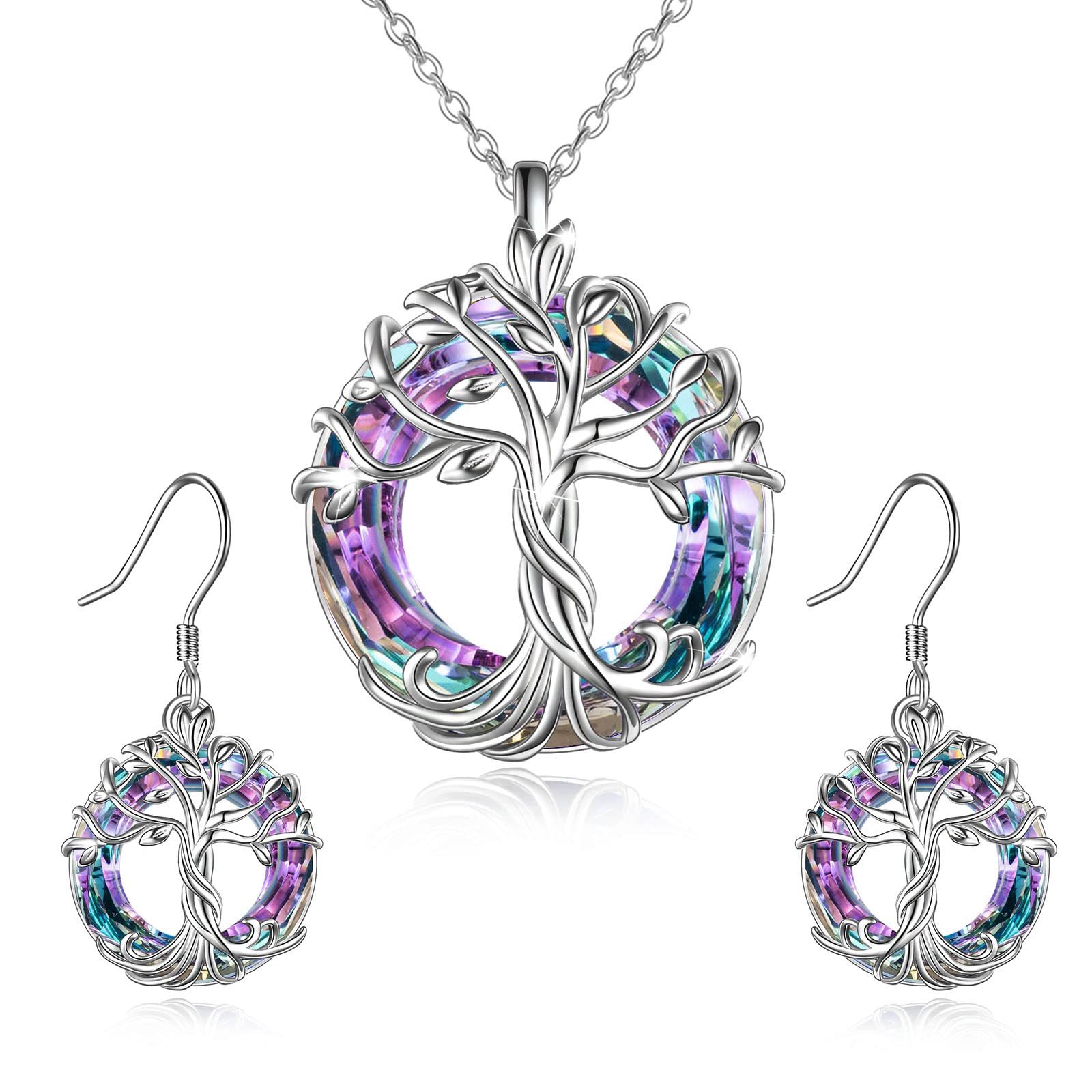 For Mom - S925 Mother is the Family Root Tree Crystal Necklace