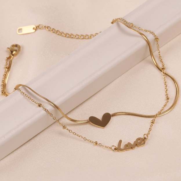 Love Heart Stacked Anklet