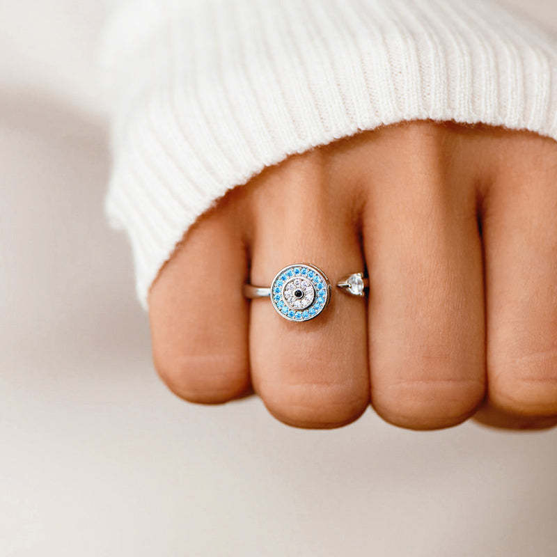 For Daughter - S925 I Will Love & Protect You from Anything You Fear Evil Eye Fidget Ring