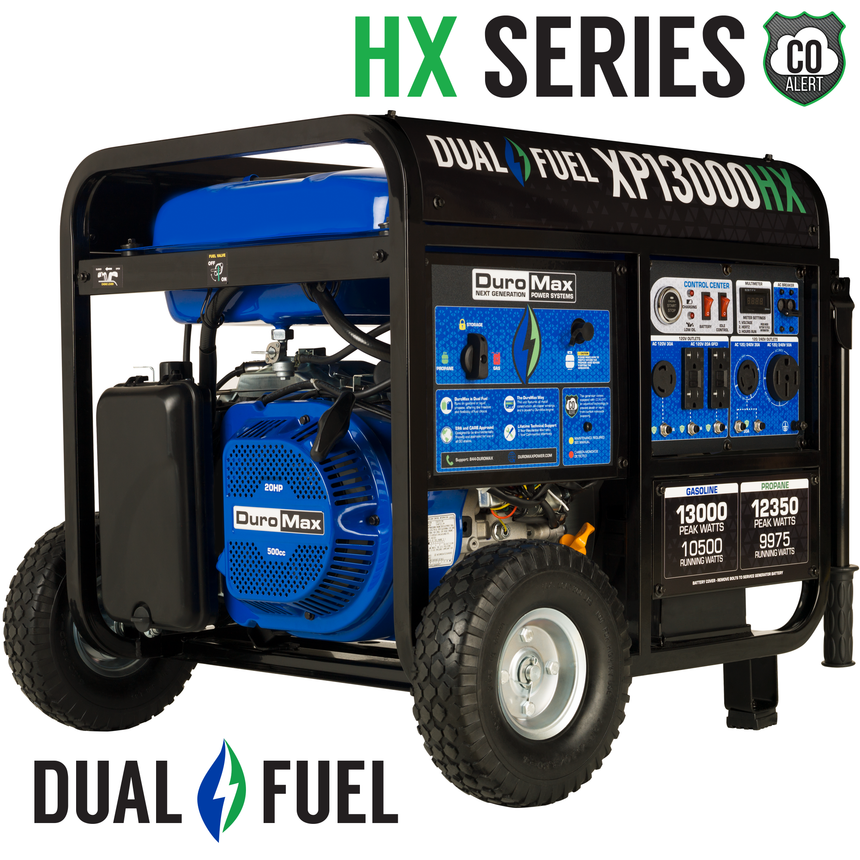 DuroMax  13,000 Watt Dual Fuel Portable HX Generator w/ CO Alert