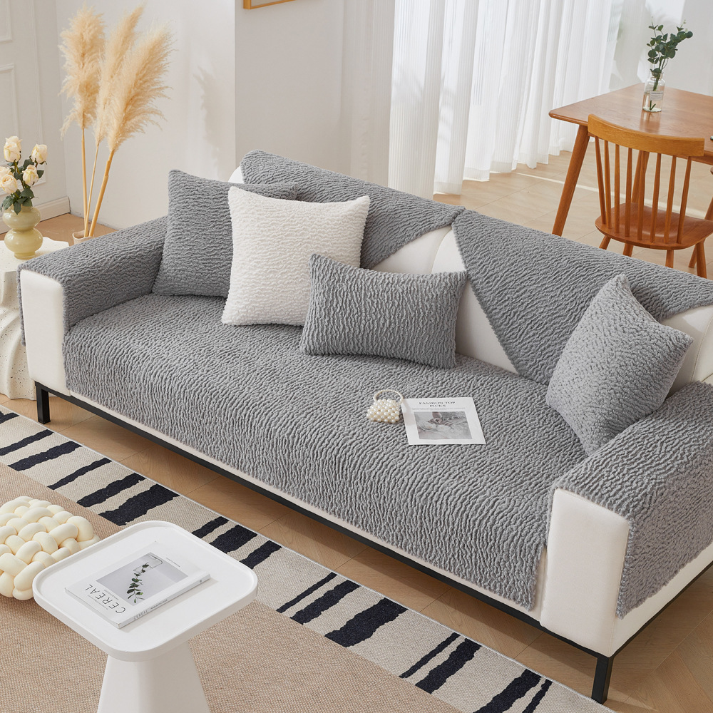 Cream Colour Berber Fleece Anti-Scratch Sofa Cover
