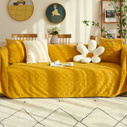 Solid Colour Fleece Furniture Protector Sofa Cover
