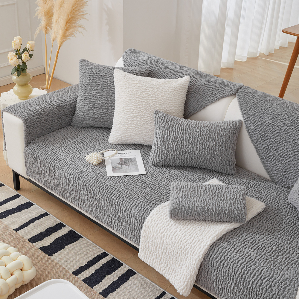 Cream Colour Berber Fleece Anti-Scratch Sofa Cover