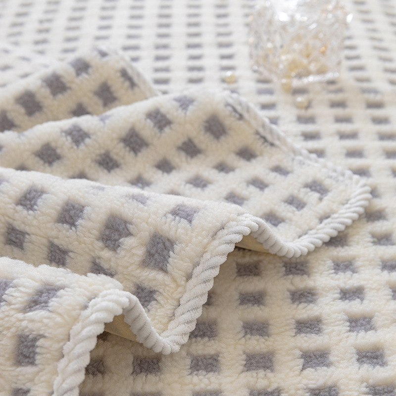 Warm Sherpa Fleece Plaid Furniture Protector Sofa Cover
