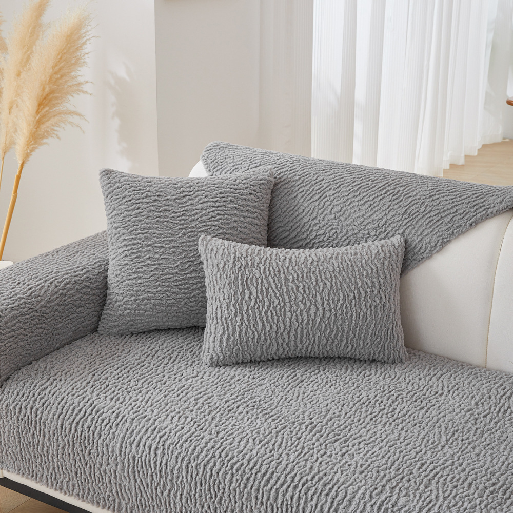 Cream Colour Berber Fleece Anti-Scratch Sofa Cover