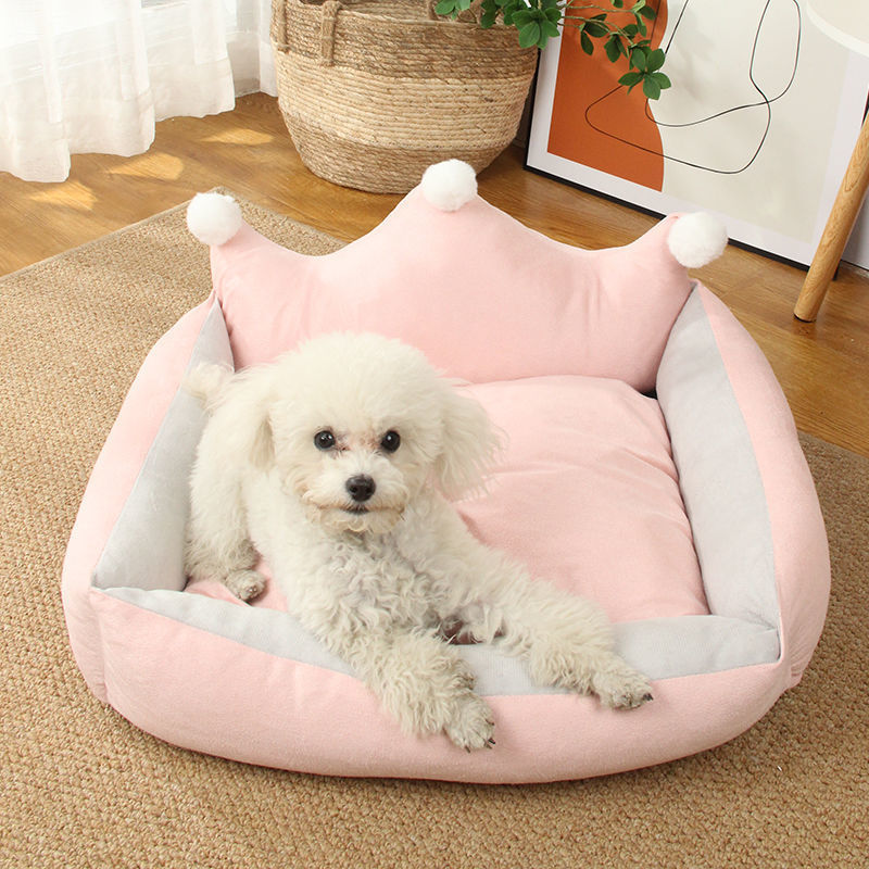 Pet Crown Bed Soft Suede Dog Sofa Bed