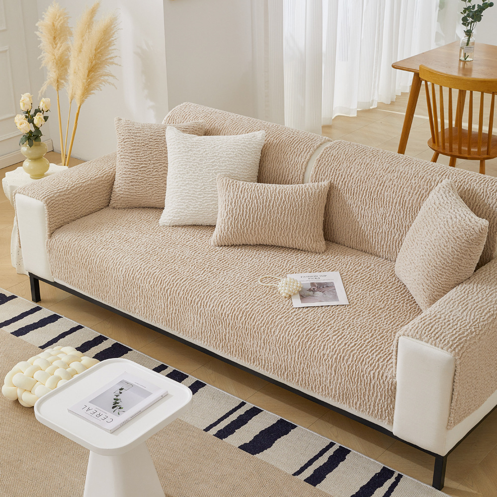 Cream Colour Berber Fleece Anti-Scratch Sofa Cover