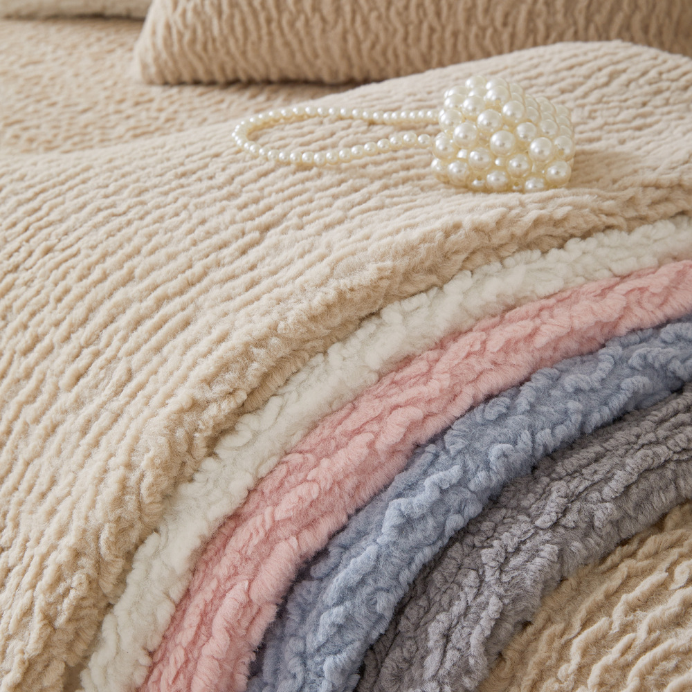 Cream Colour Berber Fleece Anti-Scratch Sofa Cover
