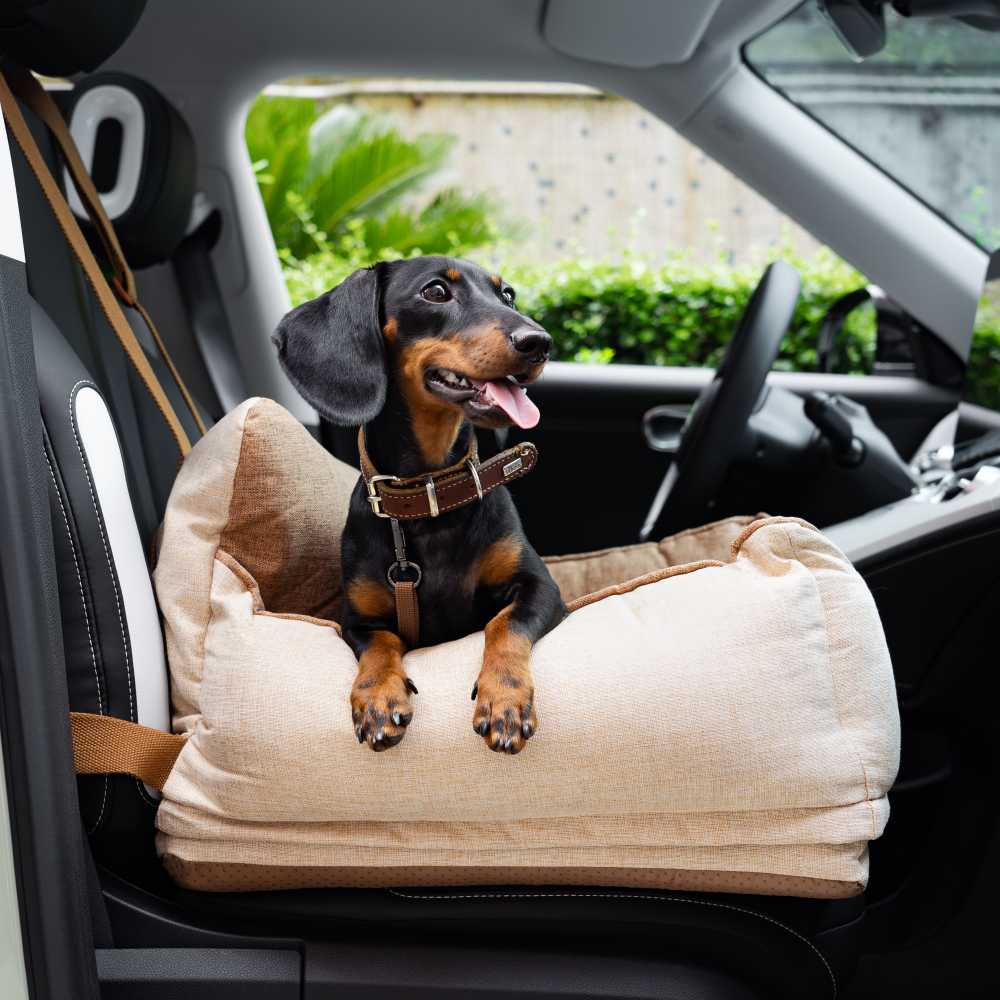 Light Coffee Waterproof Safety Dog Car Seat Bed-FunnyFuzzyUK