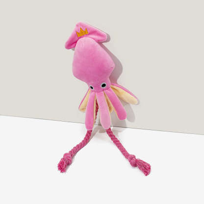 Pink Squid Squeaky Plush Dog Toy