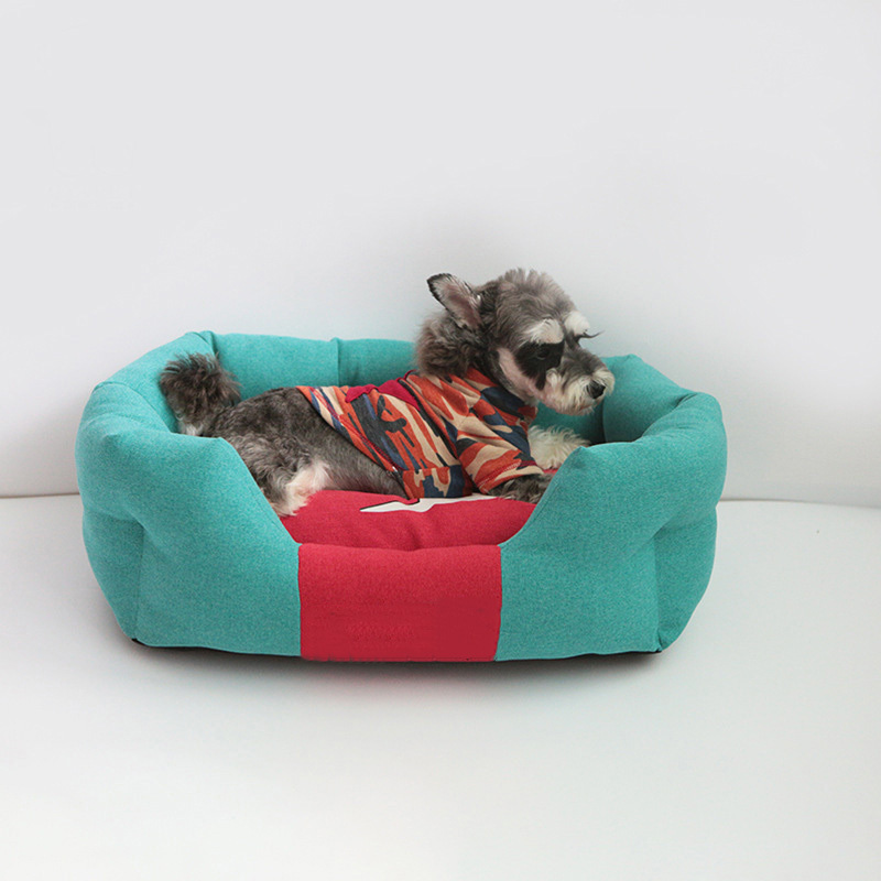 Fashionable All-season Warm Clashing Colours Dog Bed