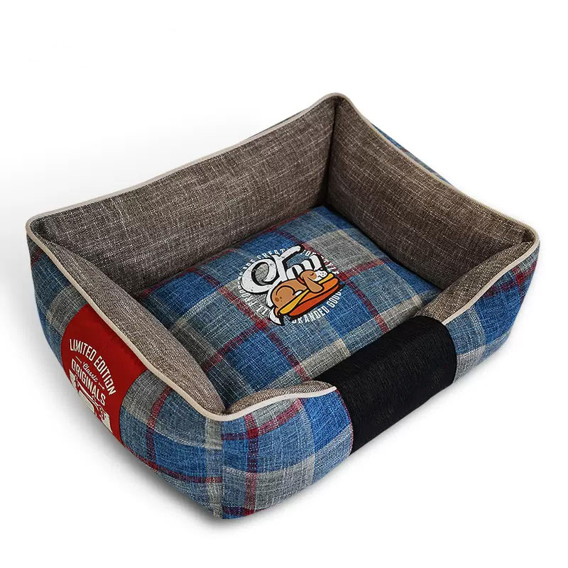 Canapé-lit pour chien toutes saisons à carreaux vintage avec