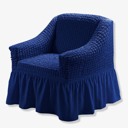 Seersucker Armchair Cover Full-wrapped Stretch Sofa Cover with Ruffle Skirt