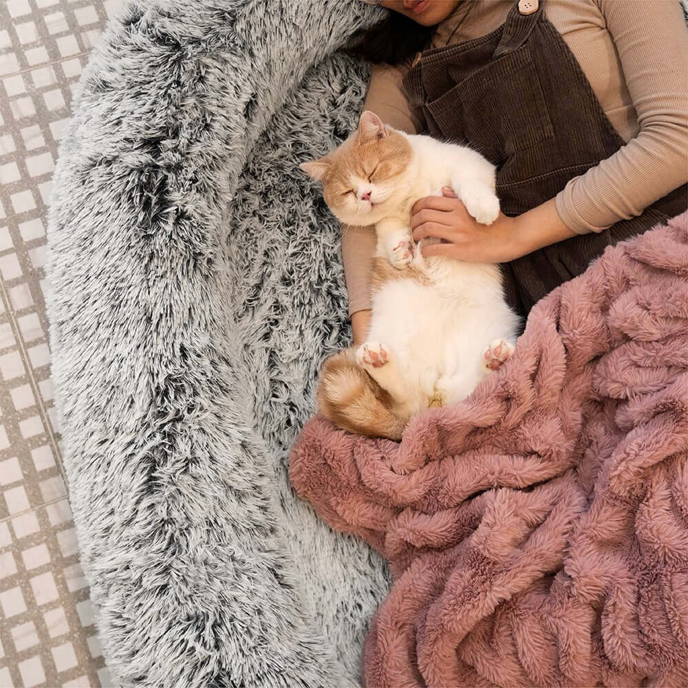 Luxury Super Large Human Dog Bed With Super Soft Throw Blanket