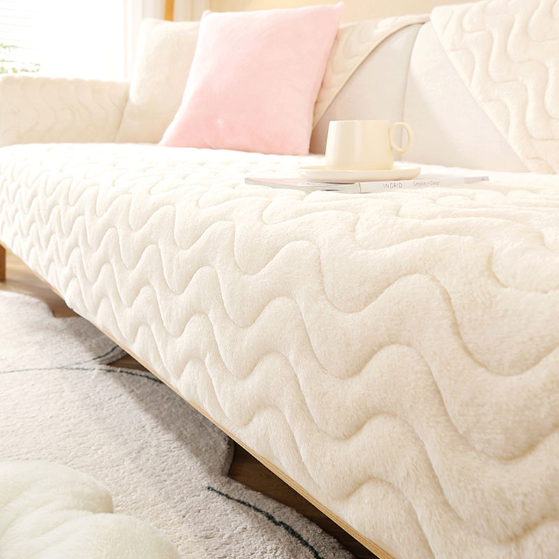 Wave Pattern Soft Plush Non-slip Sofa Cover