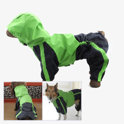 Oxford Fabric Waterproof Dog Full-Cover Raincoat with Legs and Hood