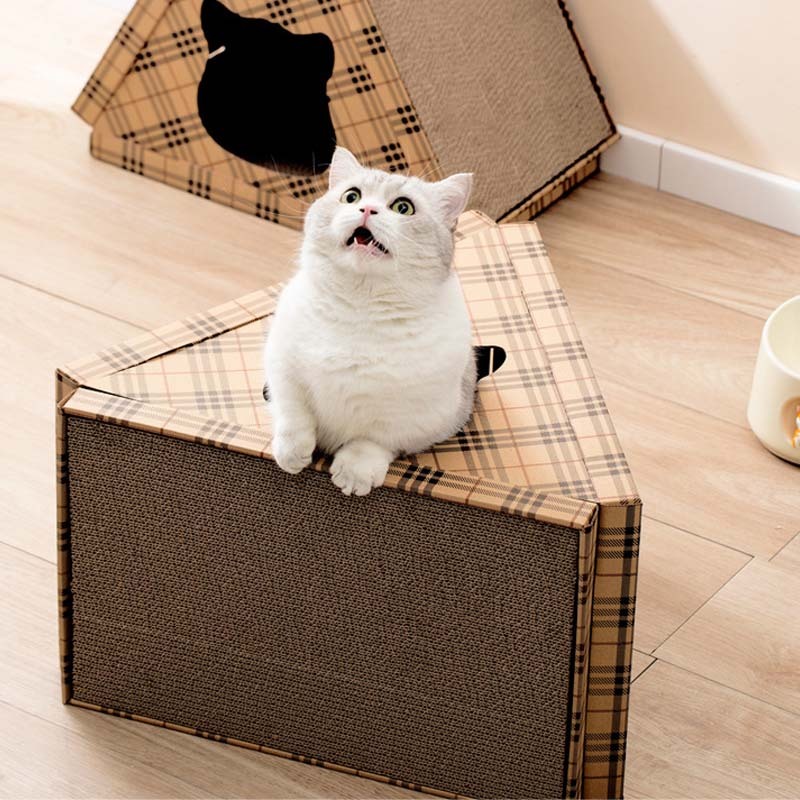 Triangular Vertical Cat Scratching Board House Bed