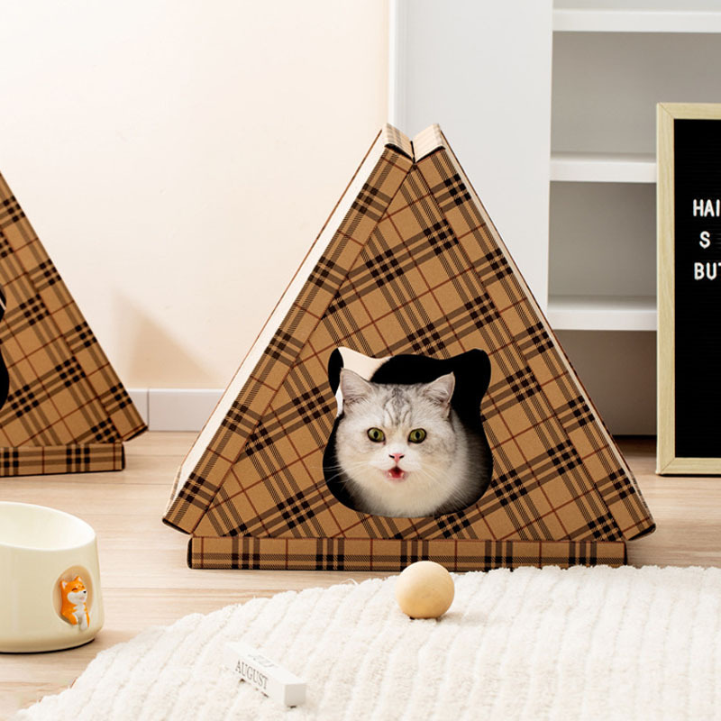 Triangular Vertical Cat Scratching Board House Bed