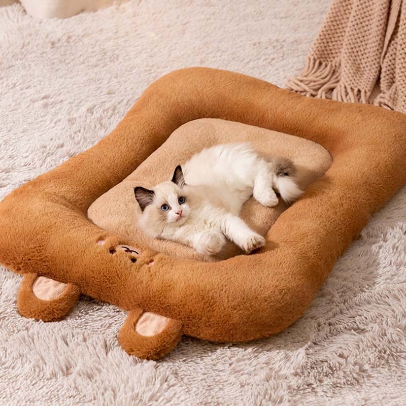 Cartoon Bear Pattern Soft Plush Pet Sleeping Mat