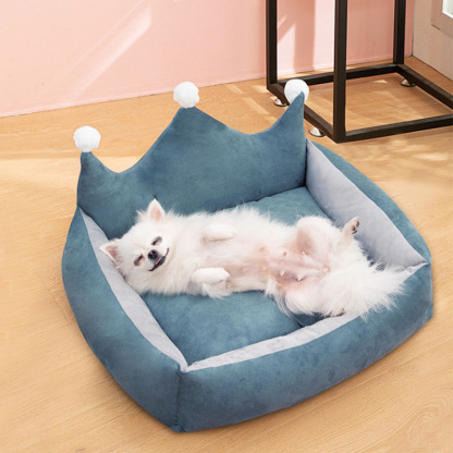 Pet Crown Bed Soft Suede Dog Sofa Bed