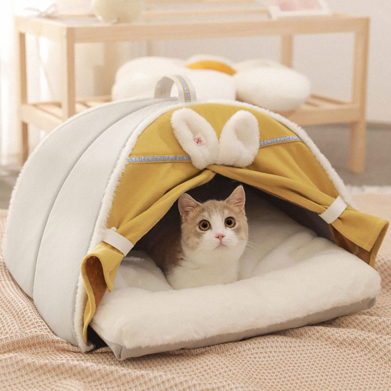 Enclosed Rabbit Ear Cat Bed Cat House