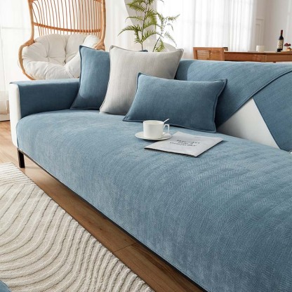 Herringbone Chenille Fabric Furniture Protector Sofa Cover-FunnyFuzzyUK