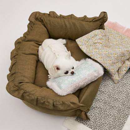 Elegant Brown Princess Bed Dog & Cat Bed with Skirt