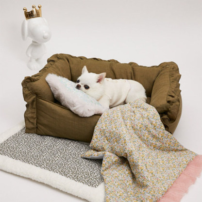 Elegant Brown Princess Bed Dog & Cat Bed with Skirt