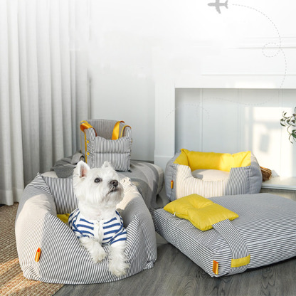 Grey Stripe Pet Bed Series Dog Pillow Bed