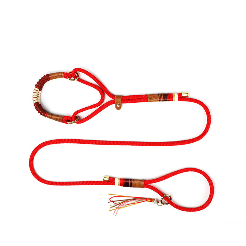 Hand-knitted Rope Dog Training Lead & Collar Walking Kit