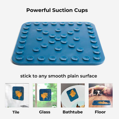 Powerful suction cup stick to any smooth plain surface like tile, glass, bathtub, and floor, etc.