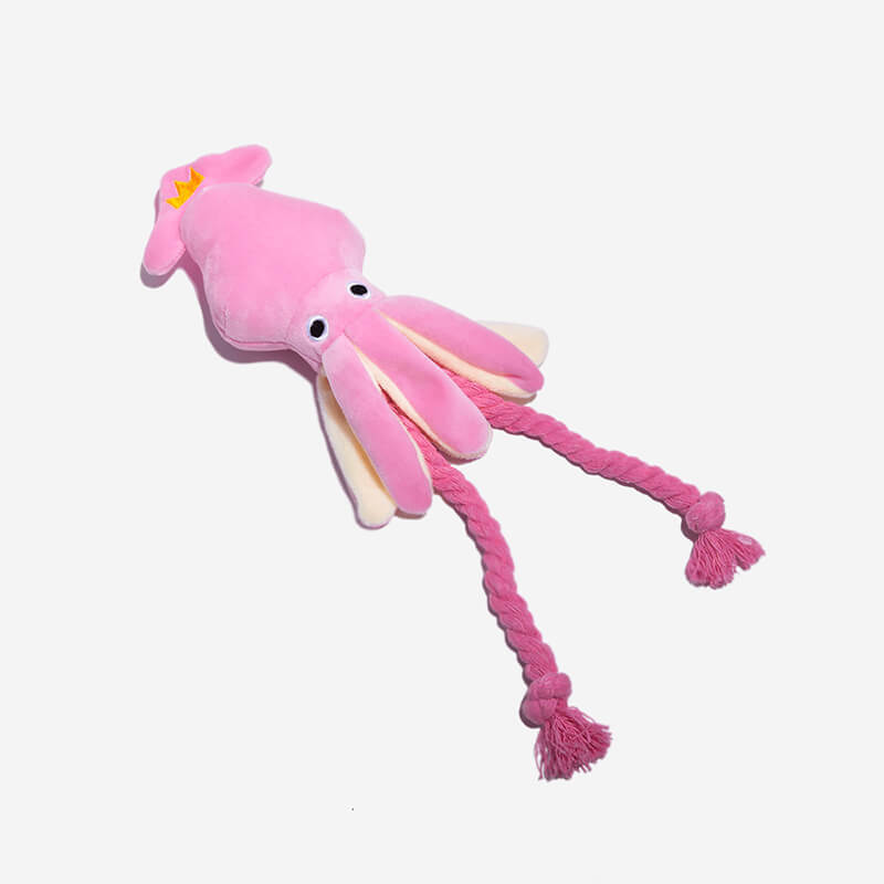 Pink Squid Squeaky Plush Dog Toy