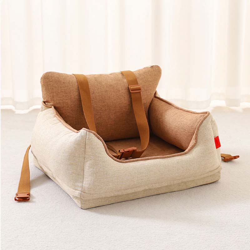 Light Coffee Waterproof Safety Dog Car Seat Bed