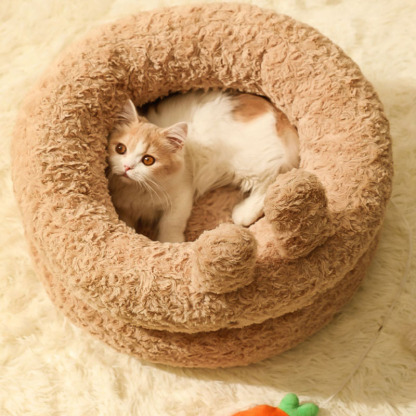 Adorable Warm Deep Sleeping Cat Bed with Carrot Toy