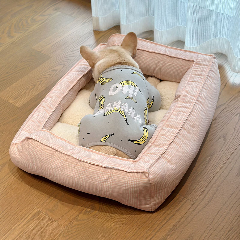 Pink Soft Thickened Plush Cat & Dog Bed