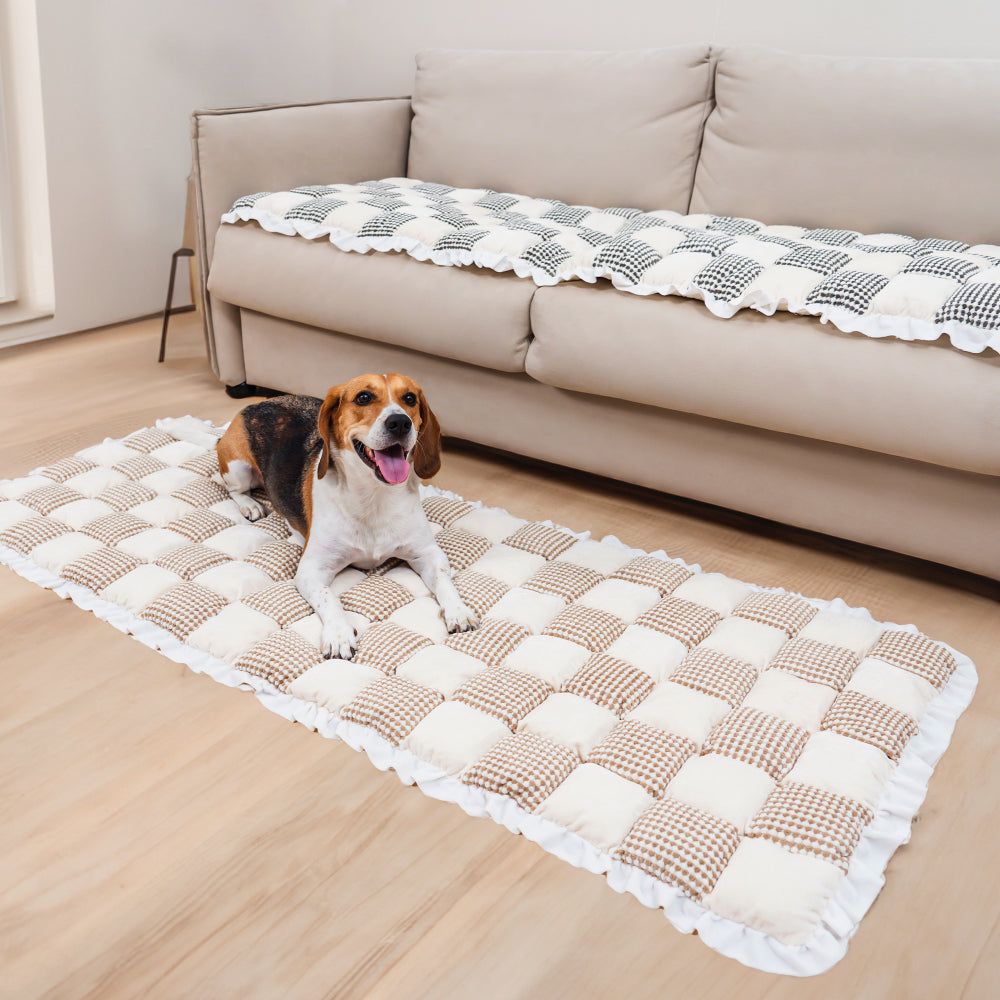 Checkered Colour Matching Large Non-slip Pet Mat Sofa Cover