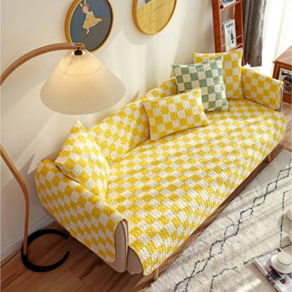 Colourful Chequerboard Anti-scratch Furniture Protector Couch Cover