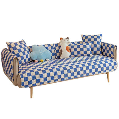 Colourful Chequerboard Anti-scratch Furniture Protector Couch Cover