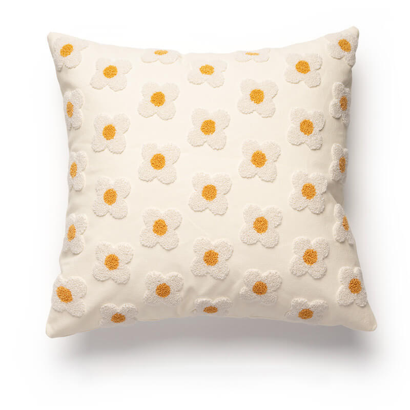 Embroidered Daisy Pillow Sofa Pillow