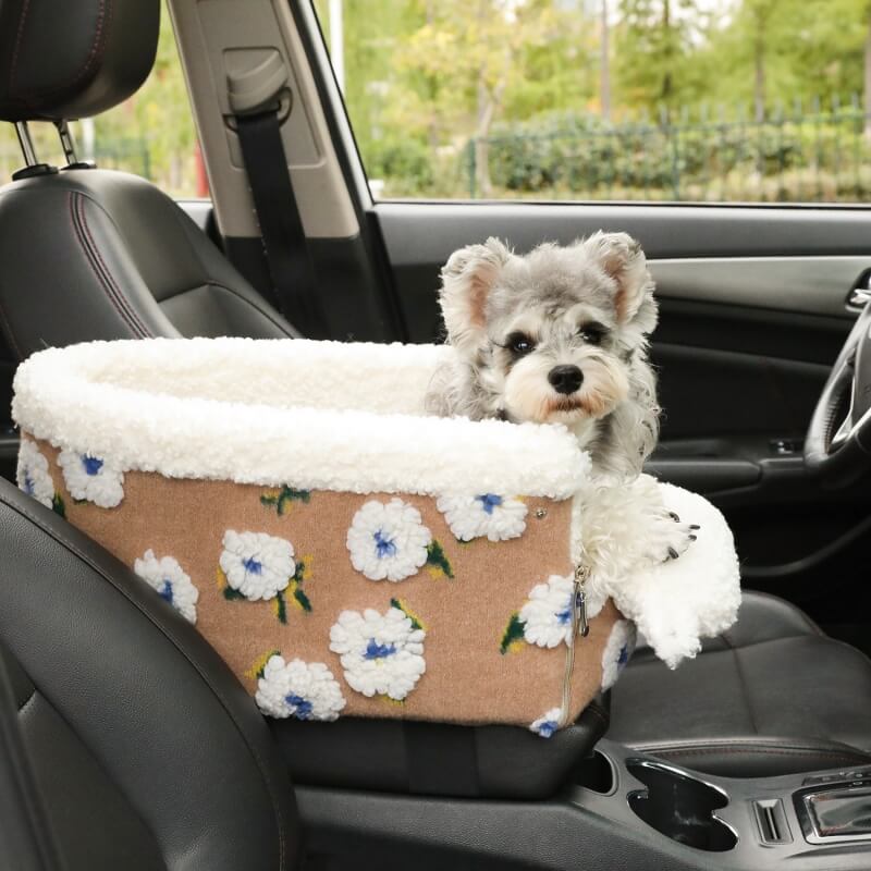 Siège de sécurité pour voiture en laine polaire pour chien avec