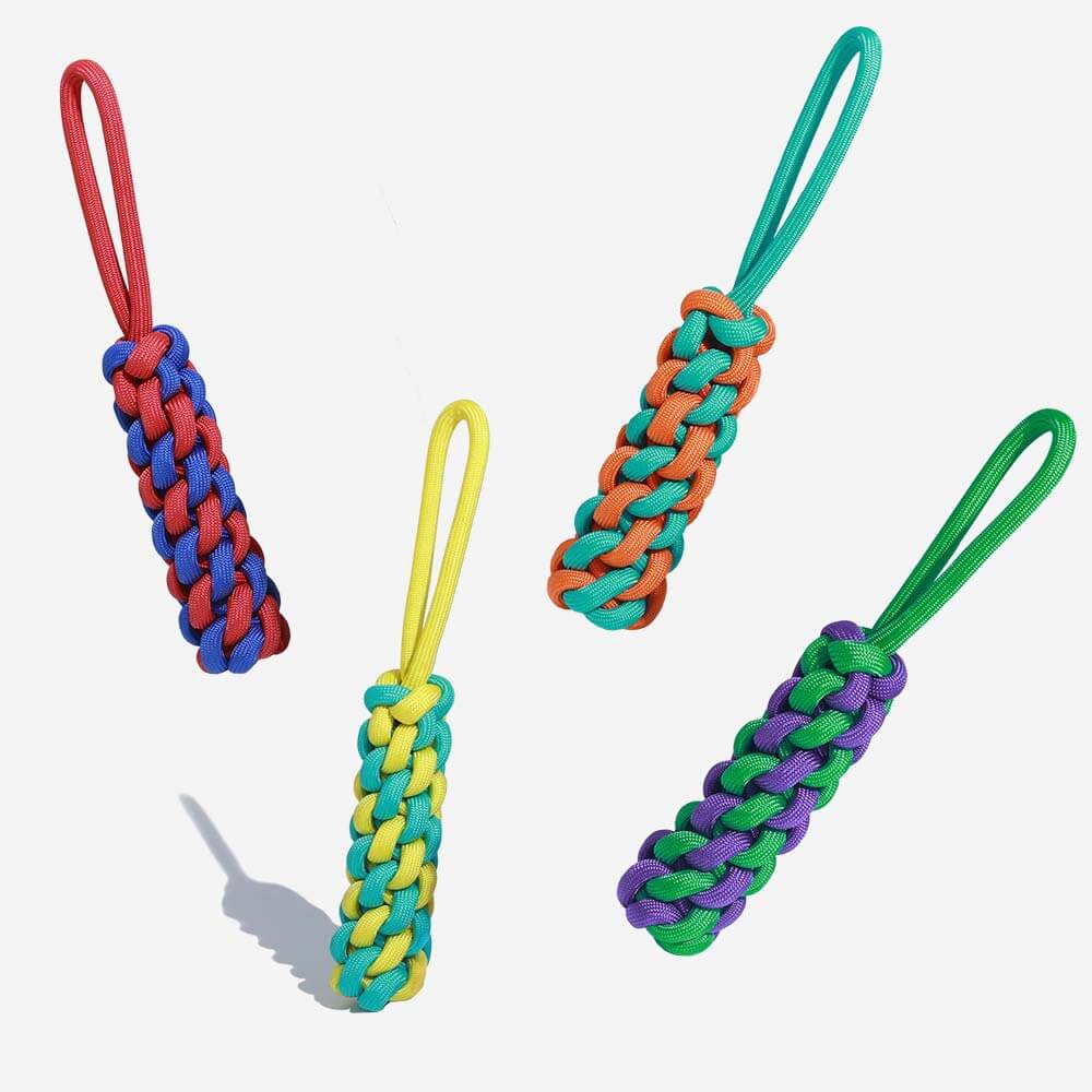 Braided top dog toy