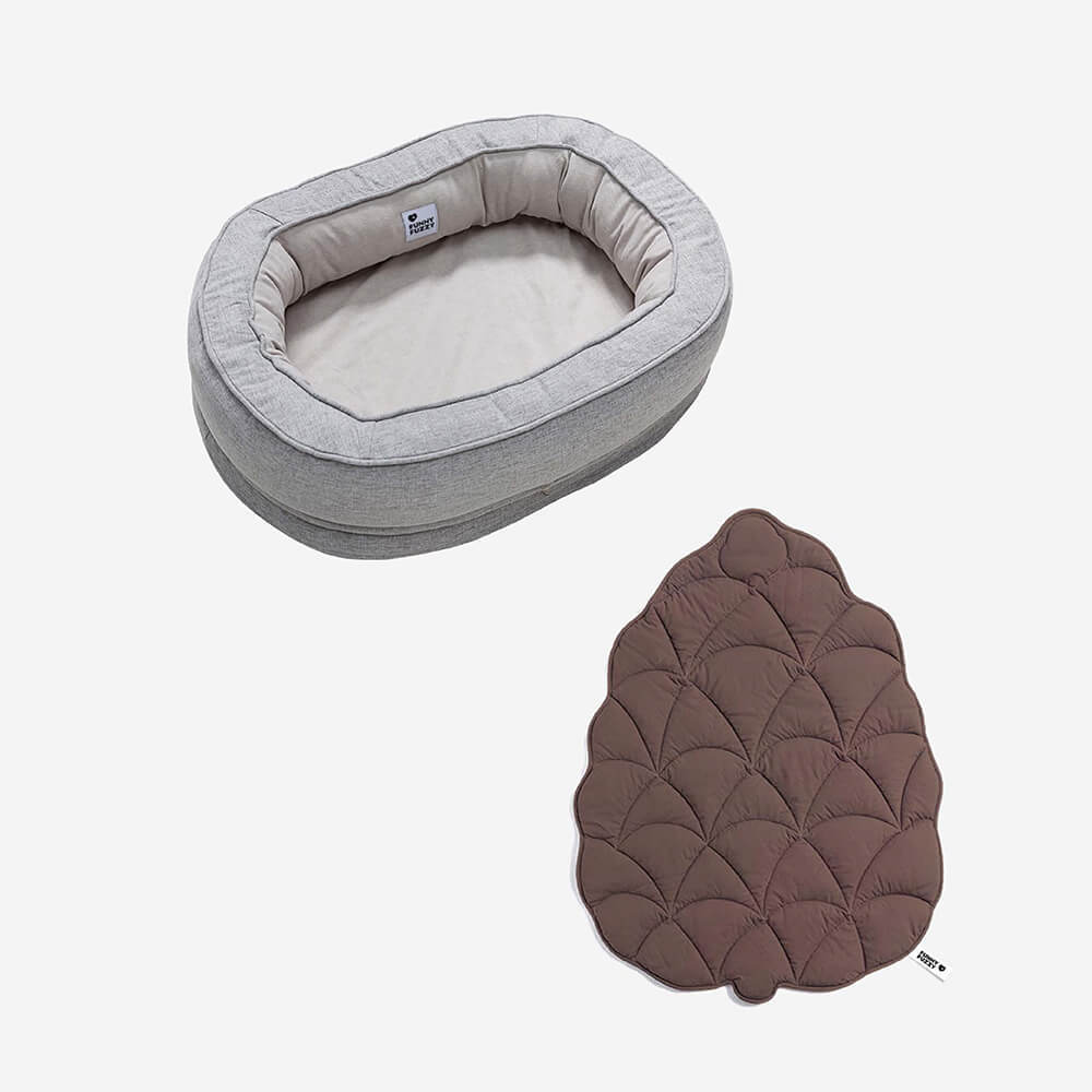 Calming Leaf Shape Dog Blanket With Donut Dog Bed