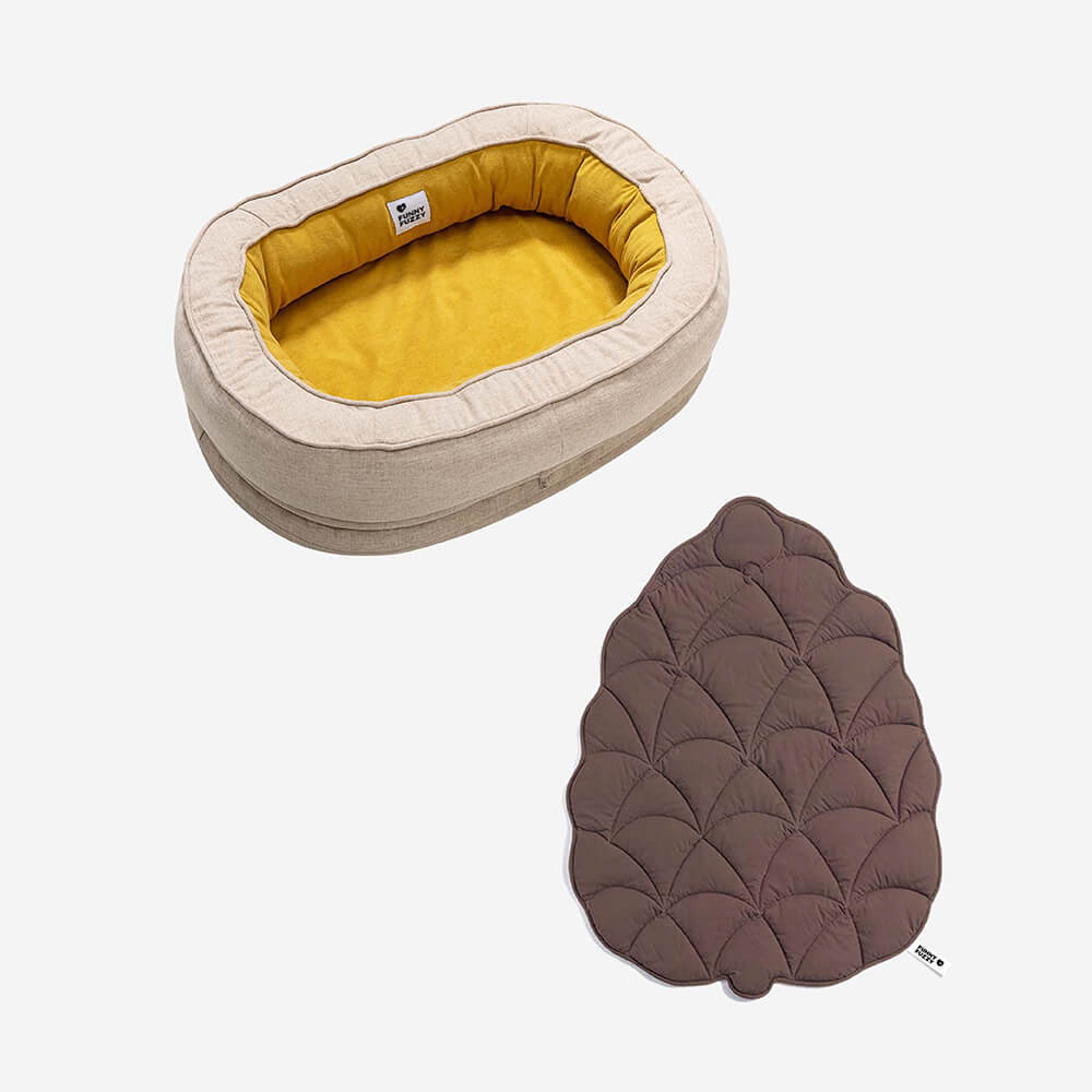 Calming Leaf Shape Dog Blanket With Donut Dog Bed