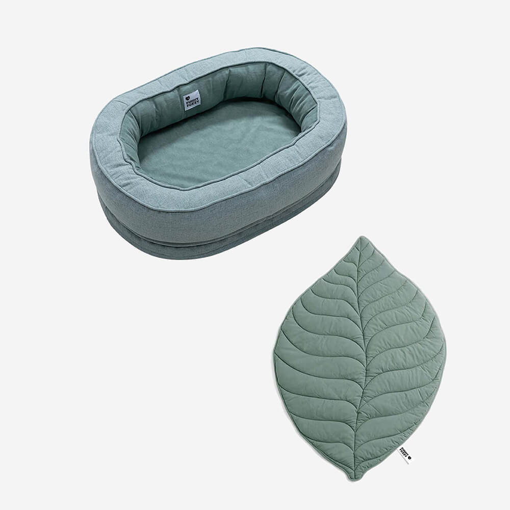 Calming Leaf Shape Dog Blanket With Donut Dog Bed