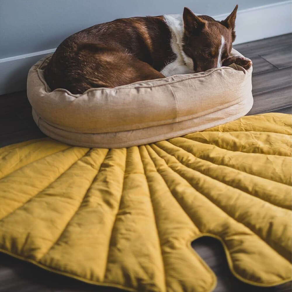 Calming Leaf Shape Dog Blanket With Donut Dog Bed