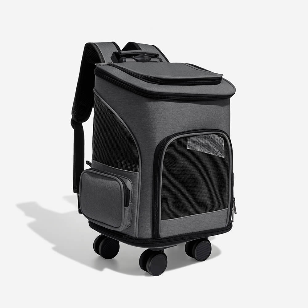 Pet carrier with store wheels and handle