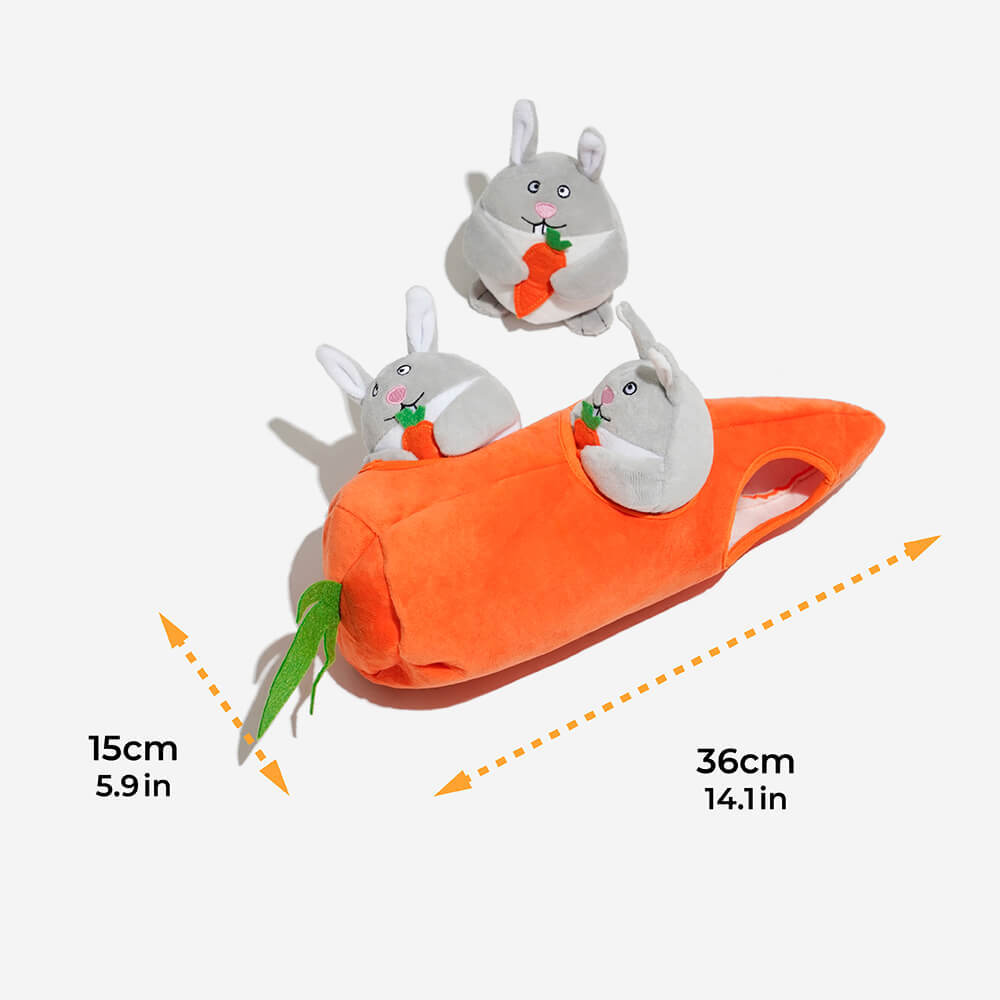 Plush Carrots Bunnies Burrow Doll Squeaky Dog Toy