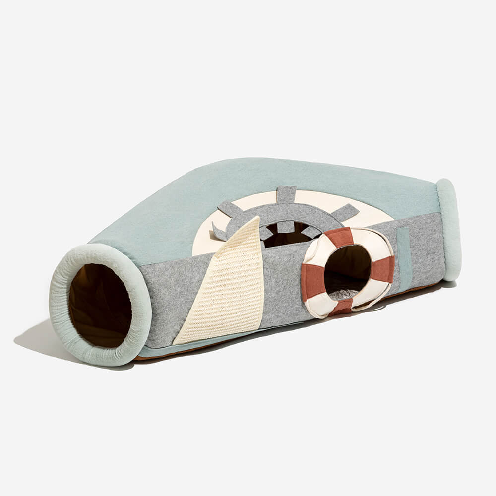 Ship UFO Collapsible Tube with Scratching Ball Cat Tunnel Bed
